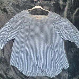 Lucky Brand blue and white striped 3/4 sleeve top